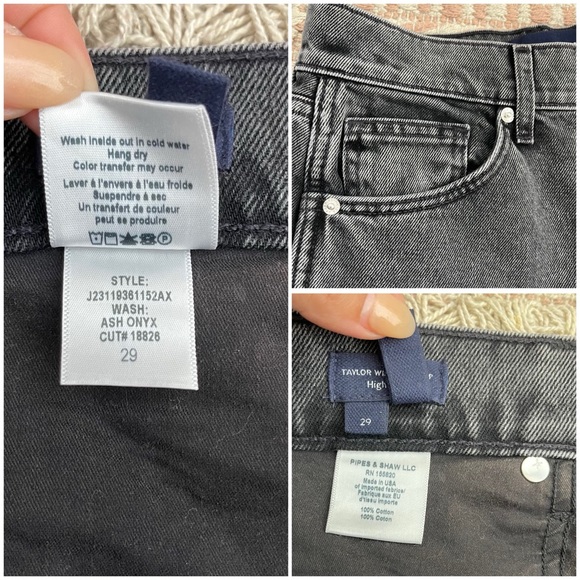 VERONICA BEARD Jeans Taylor Cropped Frayed High Rise Wide Leg in Ash Onyx Sz 29 - Picture 16 of 17